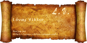 Lévay Viktor névjegykártya